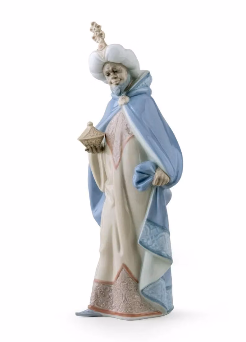 Lladró King Balthasar Nativity Figurine II Blue Porcelain