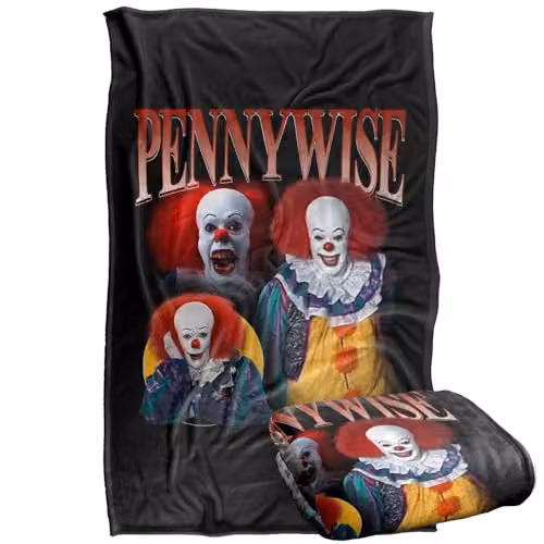 LOGOVISION It The Movie Pennywise Super Soft Fleece Throw Blanket, Multicolour