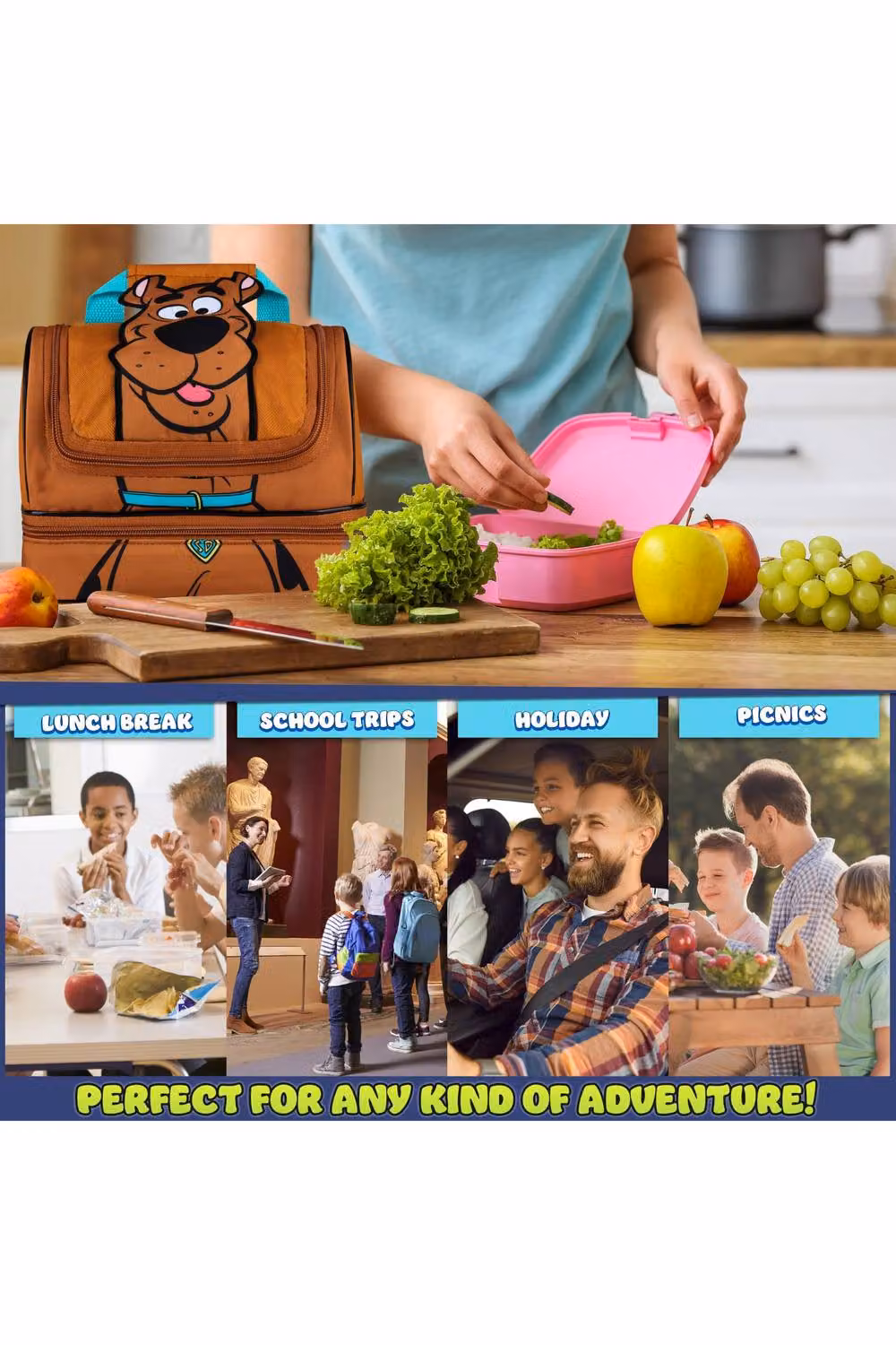 Get Trend Scooby Doo Kids Insulated Lunch Bag with Dual Compartments in Brown – 6
