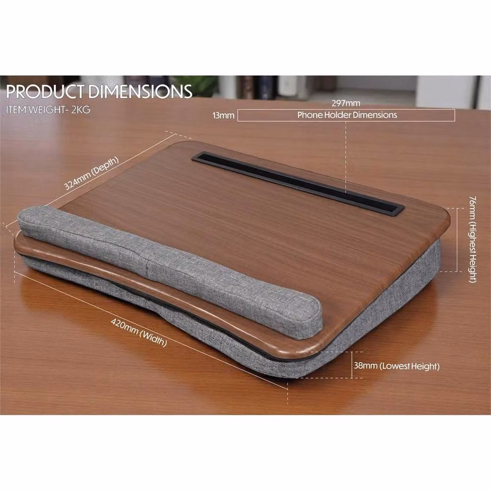 EONLION Portable Wooden Laptop Tray with Cushion, Brown, Width: 100 cm – 2