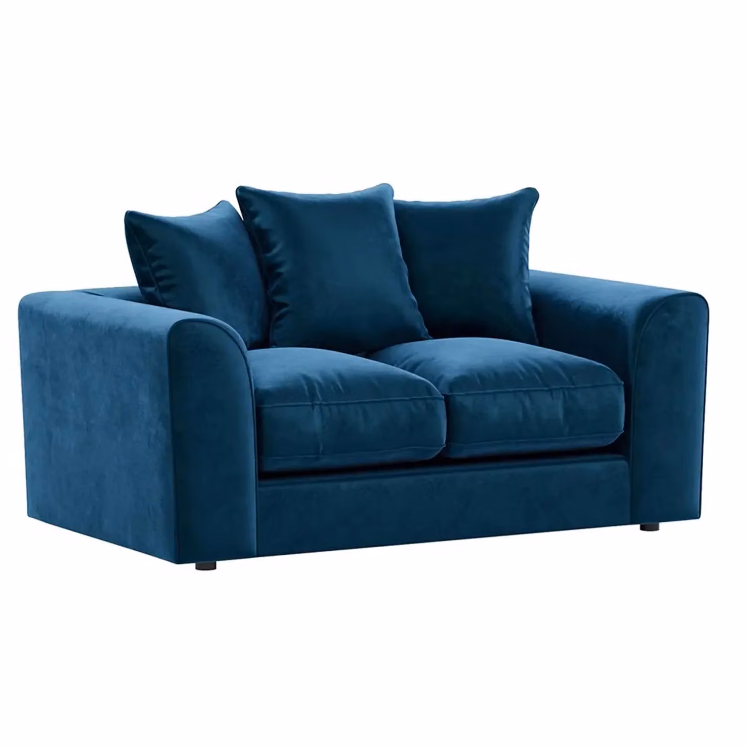 Furnishings For Less UK Brooklyn 2 Seater Blue Plush Velvet Scatter Back Sofa – 2
