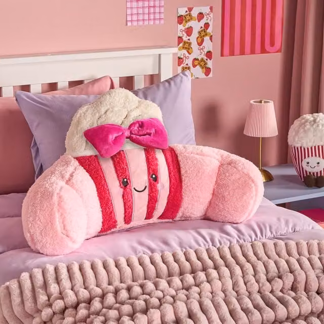 OHS Dolly The Doughnut Cuddle Cushion in Pink Teddy Fleece
