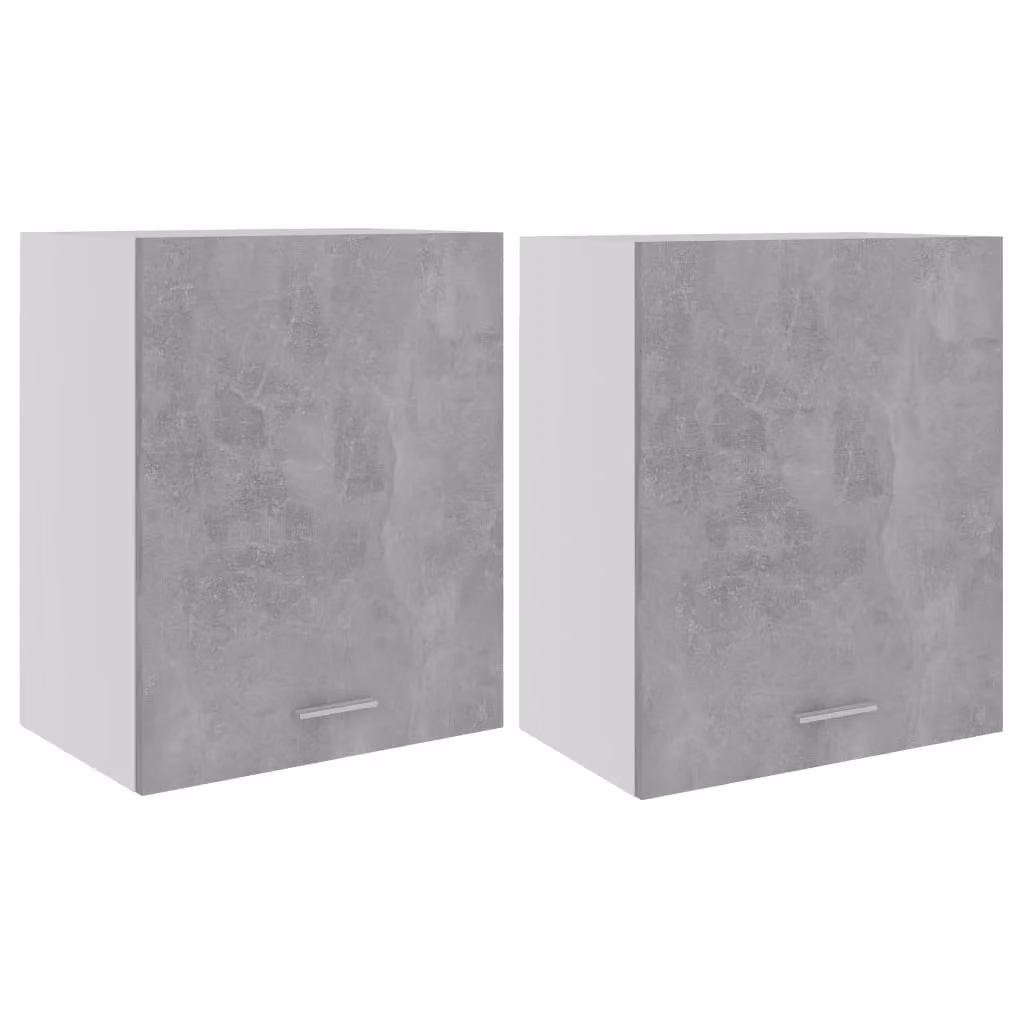 Berkfield Home Set of 2 Modern Wall Mounted Kitchen Cabinets in Grey MDF, W/D/H: 50 x 31 x 60 cm – 2