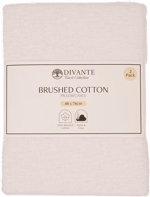 Divante Pair of Breathable Brushed Cotton Flannel Pillowcases in Beige and Brown