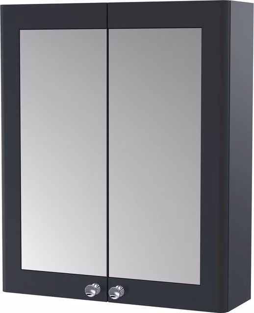 Balterley Traditional Wall Hung 2-Door Mirror Cabinet, Dark Grey, W: 60.0 cm, H: 71.5 cm