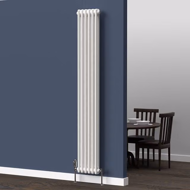 Lux Heat White Vertical 2-Column Traditional Steel Radiator, H 180 cm x W 29 cm