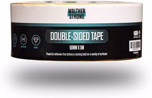 Walther Strong Double-Sided Tape, White, Width: 50 mm, Length: 5 m