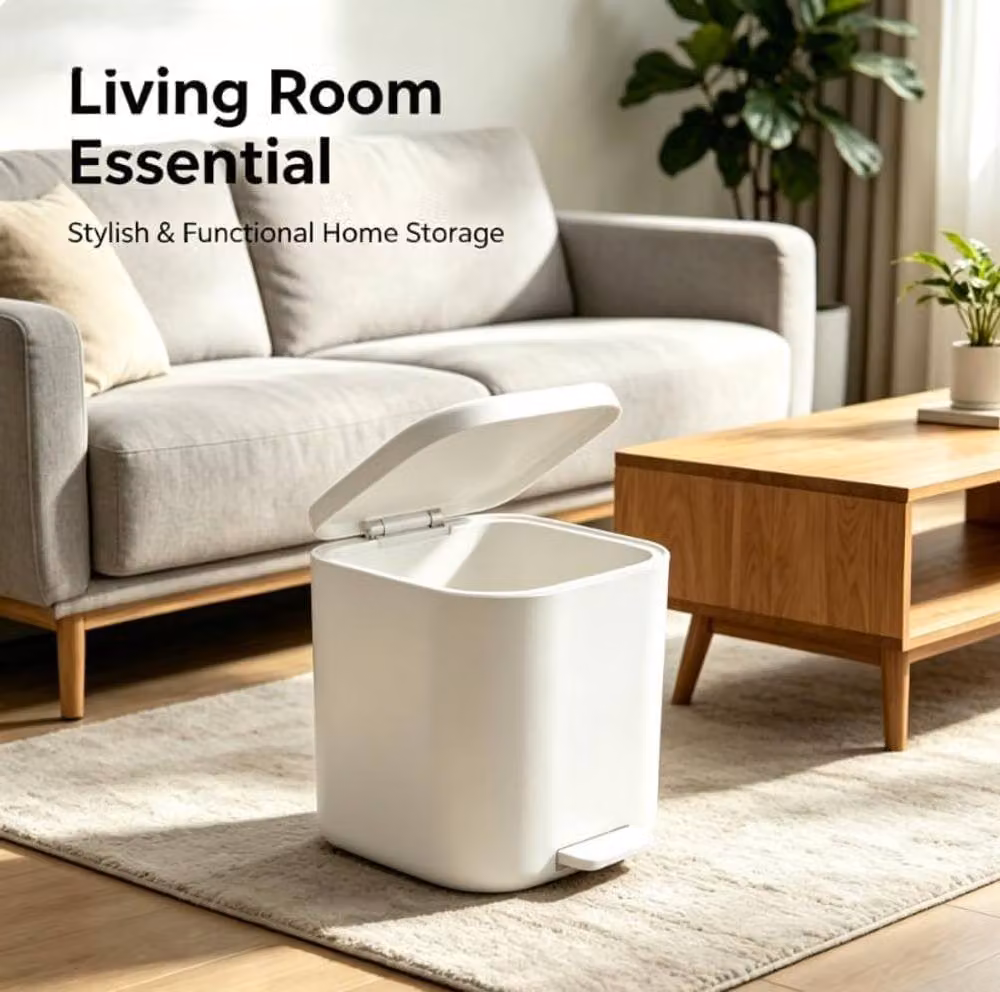 London Boutique 6L Stainless Steel Pedal Bin with Soft Close Lid and Removable Inner Bucket in White – 3