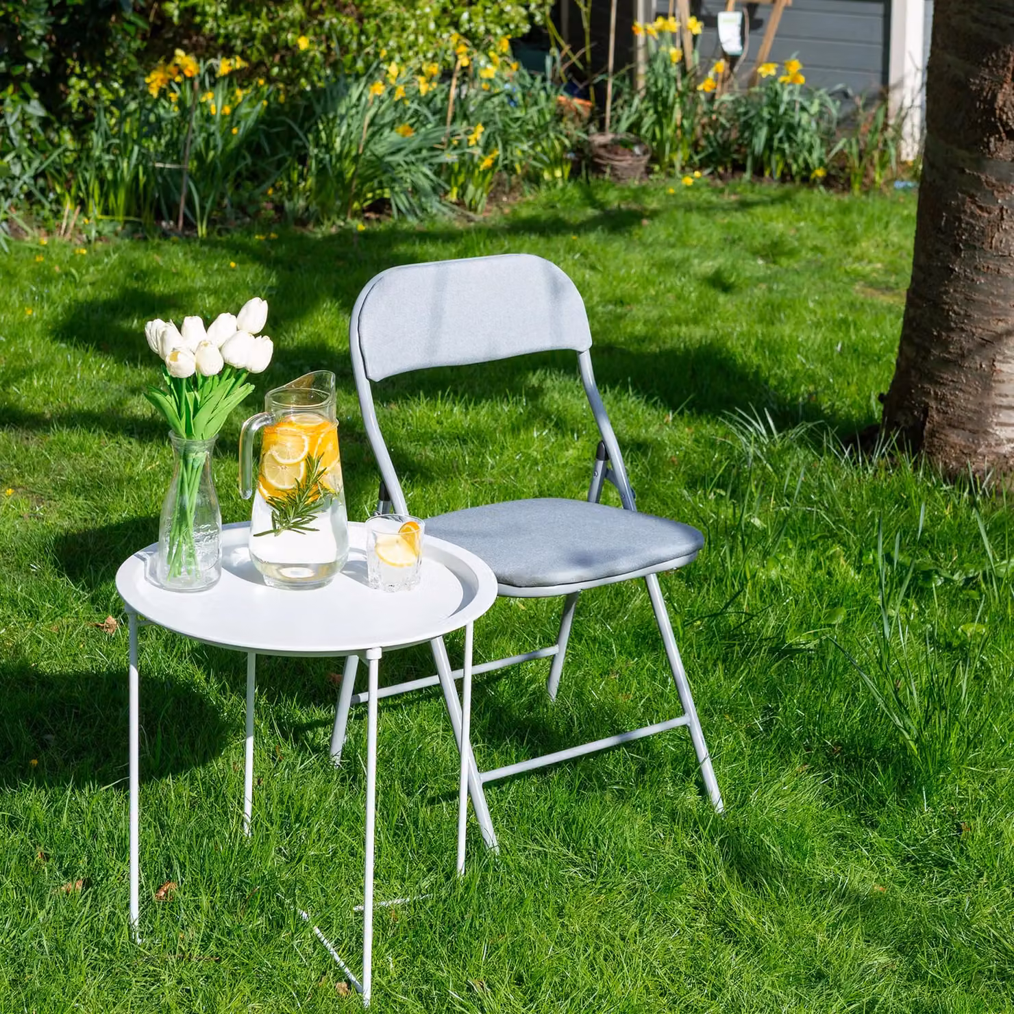 Harbour Housewares Fabric Padded Metal Folding Chair in Black – 5