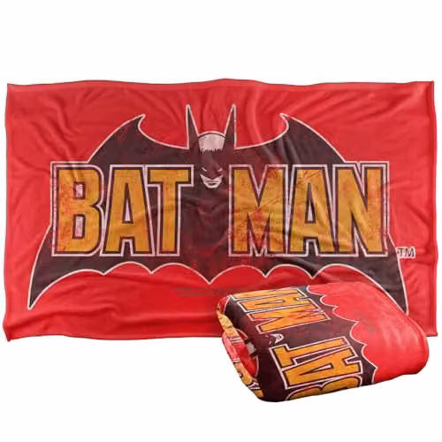 Warner Bros. Batman 2022 Vintage Bat Logo Red Super Soft Fleece Throw Blanket