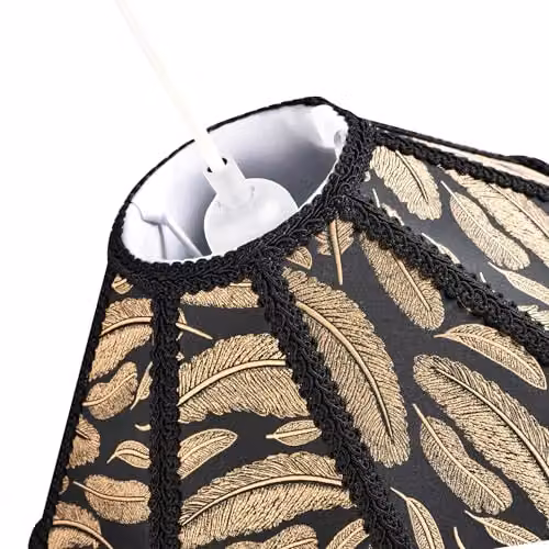 Happy Homewares Traditional Victorian Empire Fabric Lamp Shade in Black, Gold and White, W: 30 cm, H: 19 cm – 2