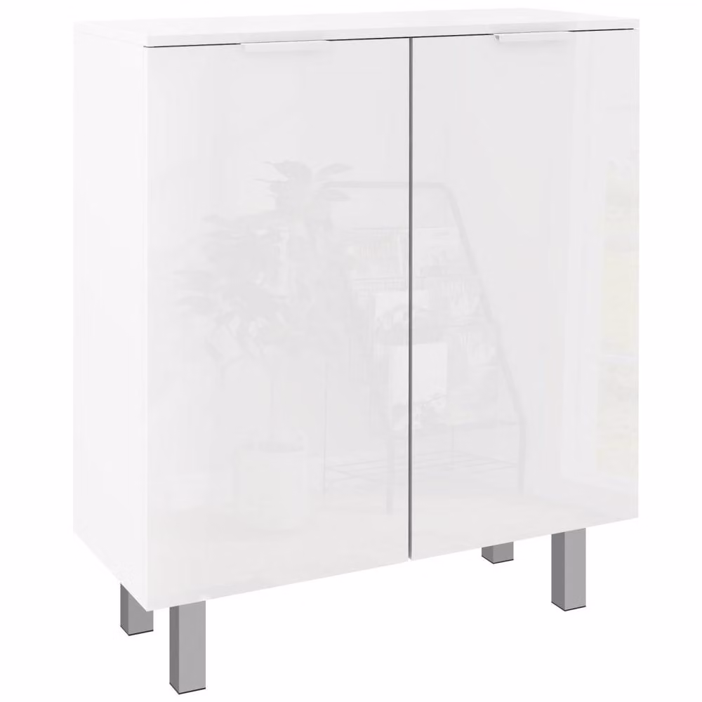 Wyld Haus Modern High Gloss White 5 Shelf Shoe Storage Cupboard W/D/H: 76 x 31.5 x 95 cm – 2