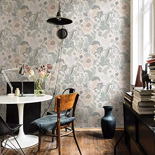 A-Street Prints Apelviken Anemone Floral Vines Art Nouveau Wallpaper in White and Light Green – 2