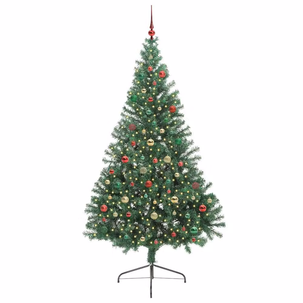 Berkfield Home Artificial Pre-lit Christmas Tree in Green, Height: 210 cm – 2