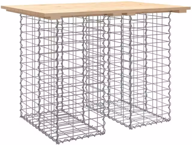 Berkfield Home Gabion Design Garden Bench in Brown Solid Pine Wood, W/D/H: 100 x 70 x 72 cm