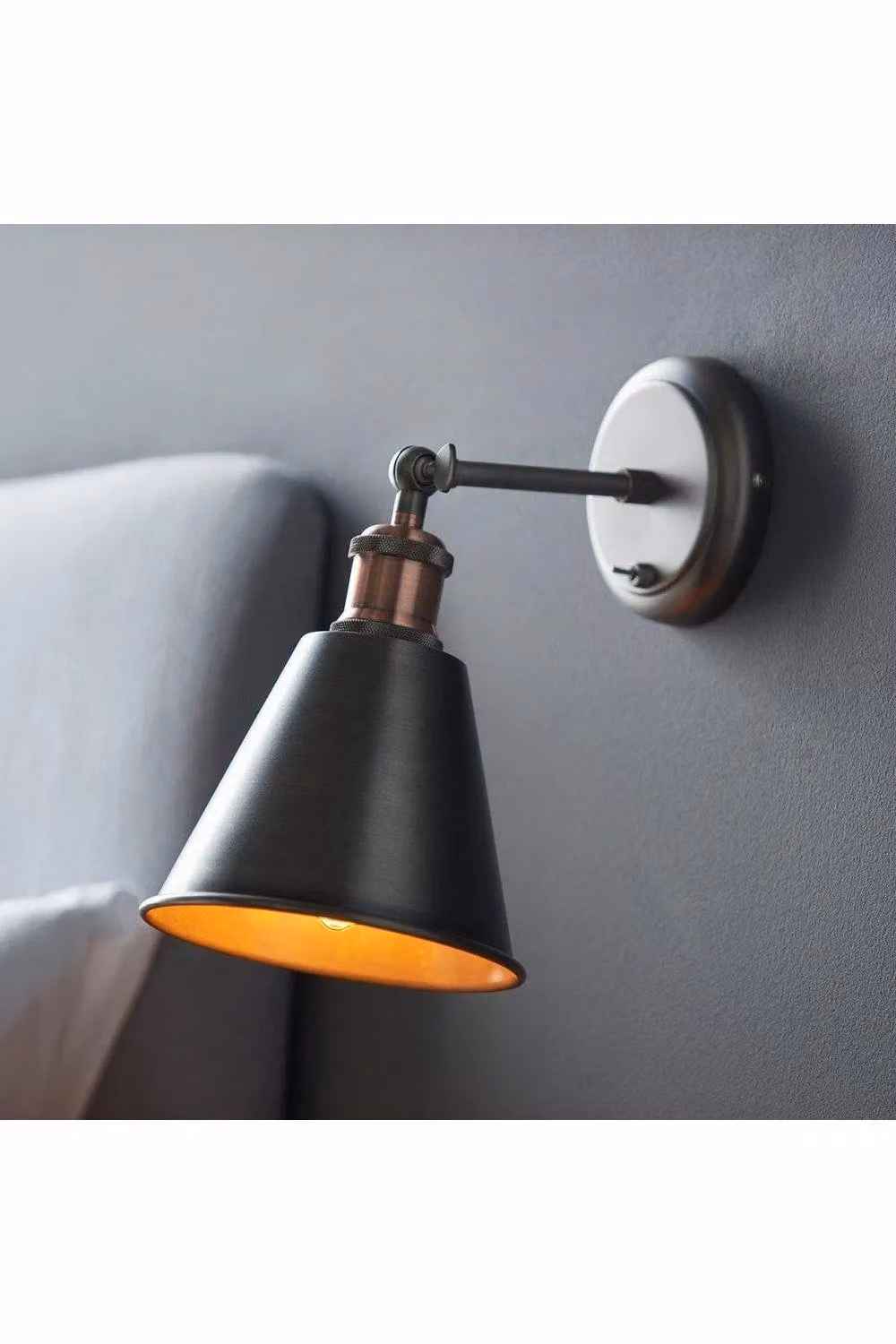 Netlighting Hal Metal Wall Lamp in Grey with Aged Copper Plate