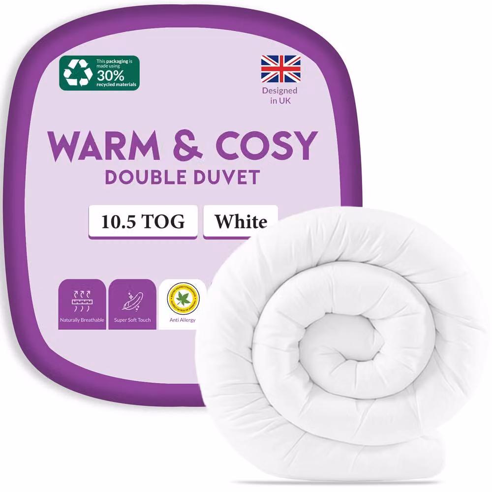 Pamposh White Hotel Quality 10.5 Tog Anti Allergy Duvet, W/D/H: 200 x 220 cm – 2