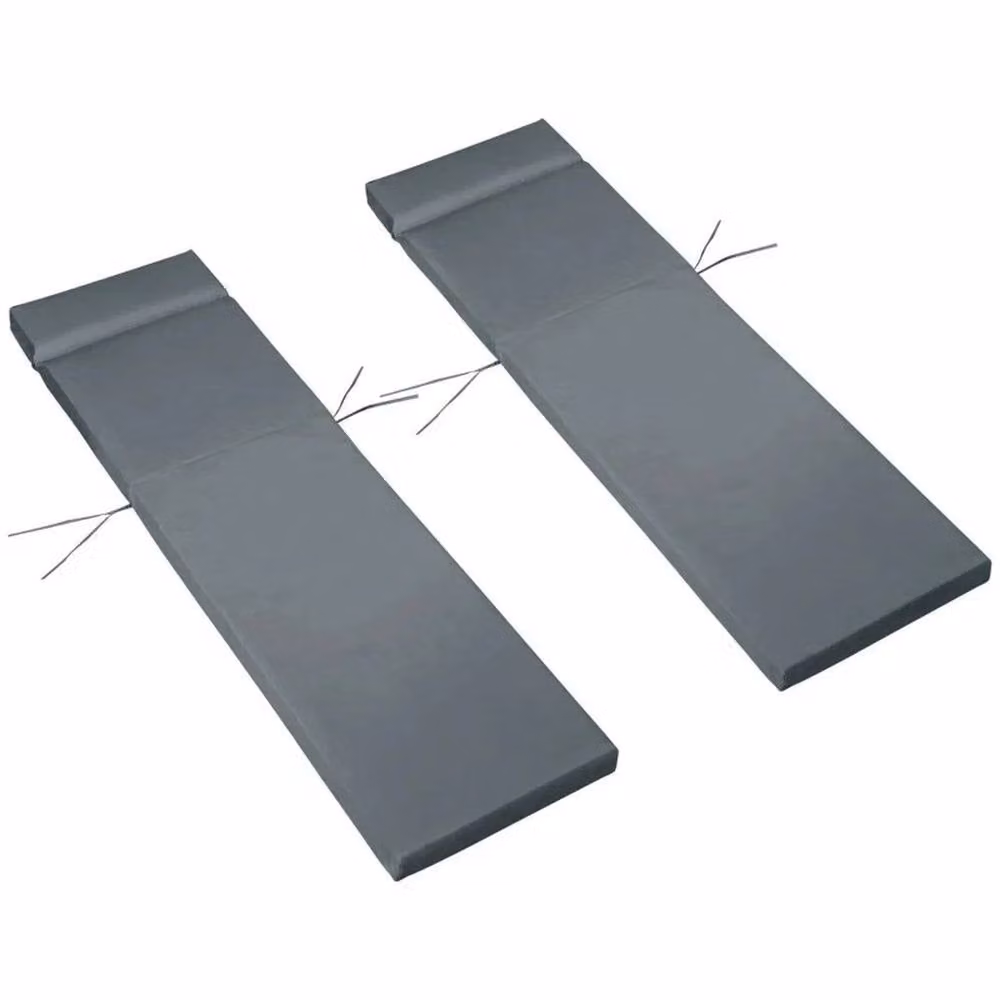 FLAVORA Set of 2 Grey Sun Lounger Cushions for Rattan Furniture – 2