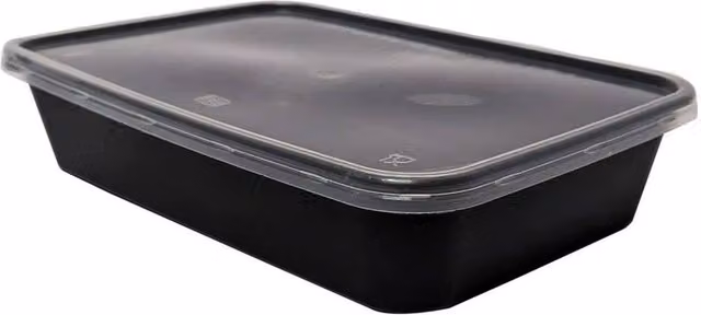 NESTLUNE 20 Reusable Black Plastic Food Containers with Snap Lids, 500 ml each