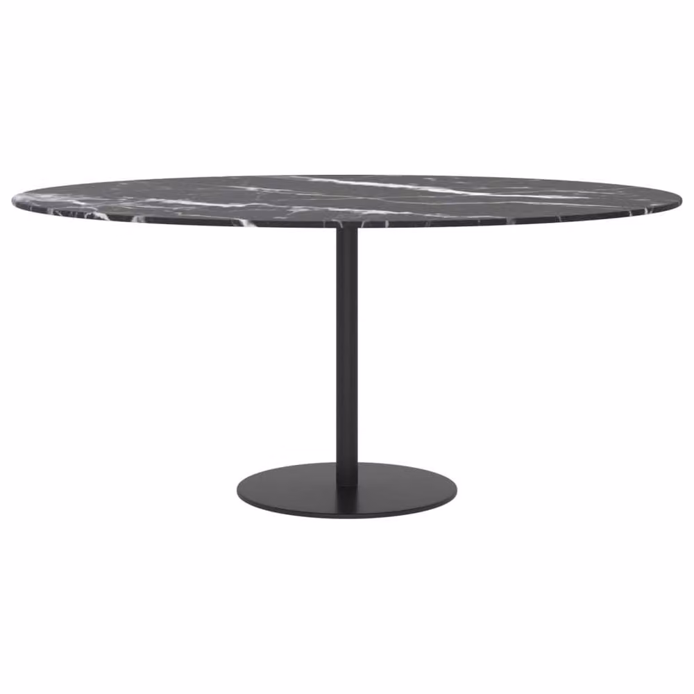 Berkfield Home Black Marble Design Tempered Glass Table Top, Diameter: 90 cm, Height: 1 cm – 2