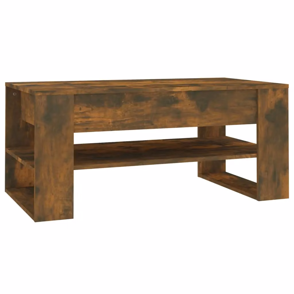 Berkfield Home Smoked Oak Coffee Table in Brown, W/D/H: 102 x 55 x 45 cm – 2