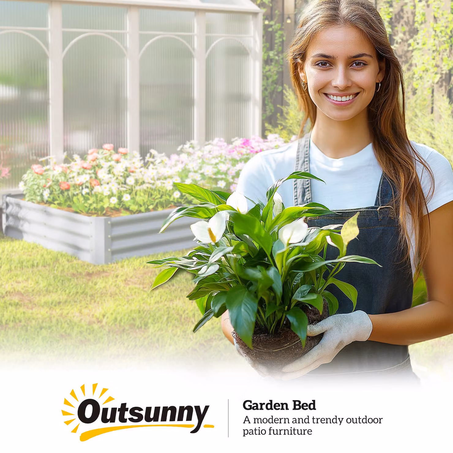 Outsunny Galvanised Steel Open Planter, Silver, W: 240 cm, H: 30 cm, D: 120 cm – 7