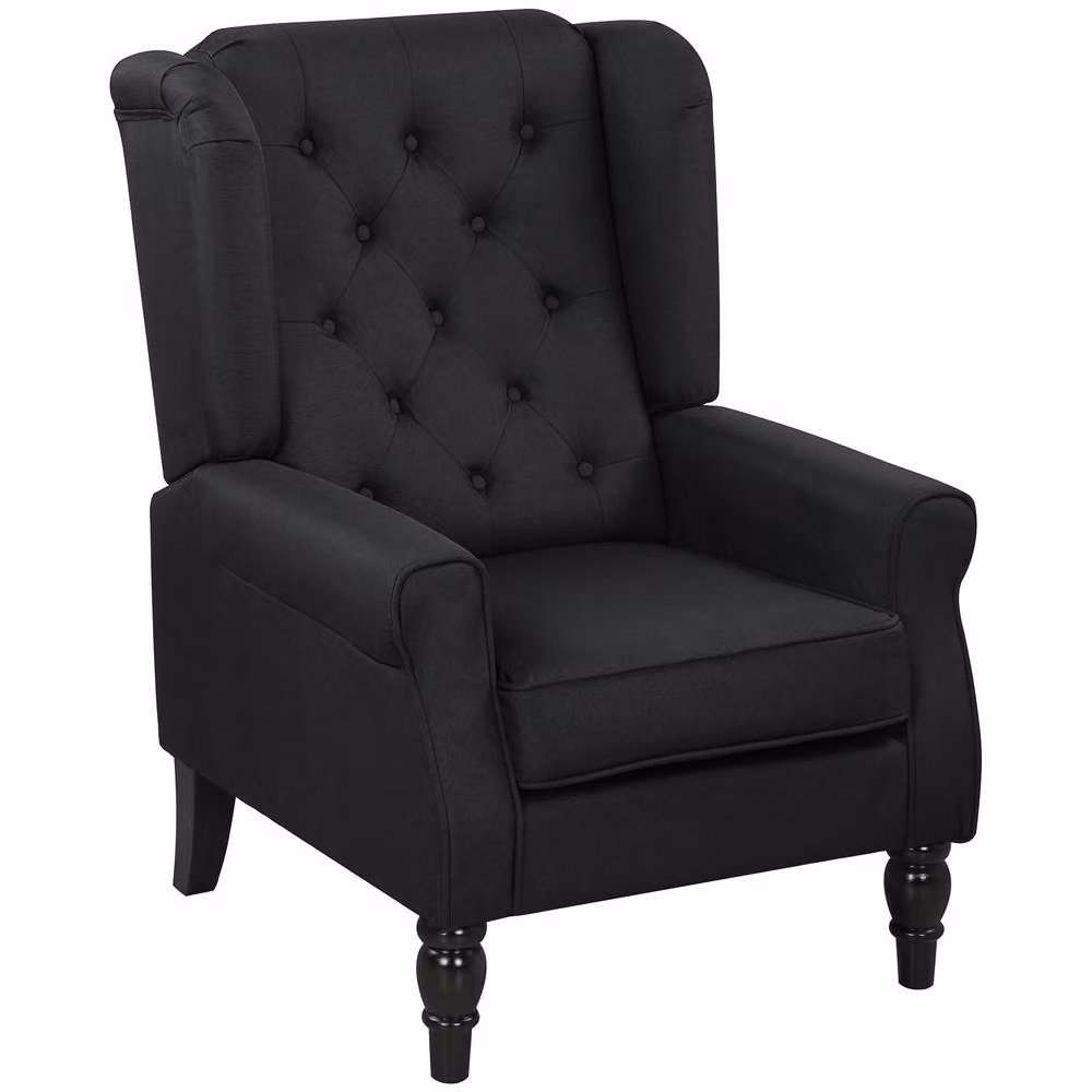 ERGOVEXA Retro Black Fabric Tub Accent Chair with Solid Wood Frame, H 86 cm x W 74 cm x D 102 cm – 2