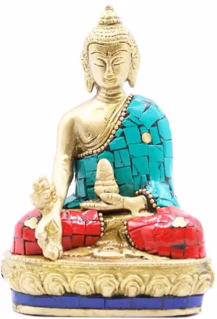 KDMD Gold Brass Buddha Figure for Meditation and Decor, Height: 11.5 cm