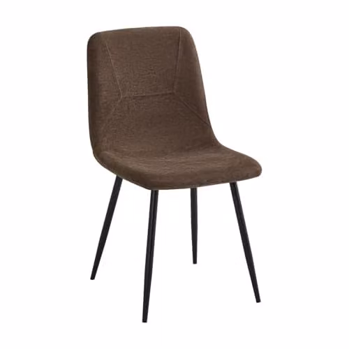 FWStyle Esme Set of 4 Dark Brown Fabric Dining Chairs with Black Metal Legs, W/D/H: 45 x 43 x 87 cm – 1