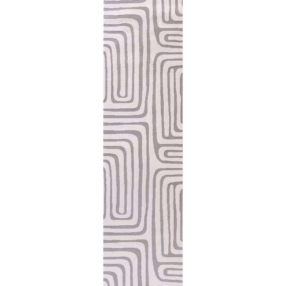 THE RUGS Loft Curved Line Modern Area Rug in Light Grey, W/D: 120 x 170 cm – 3