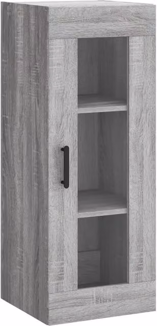 Berkfield Home Wall Mounted Cabinet in Grey Sonoma with Glass Doors, W/D/H: 34.5 x 34 x 90 cm – 1