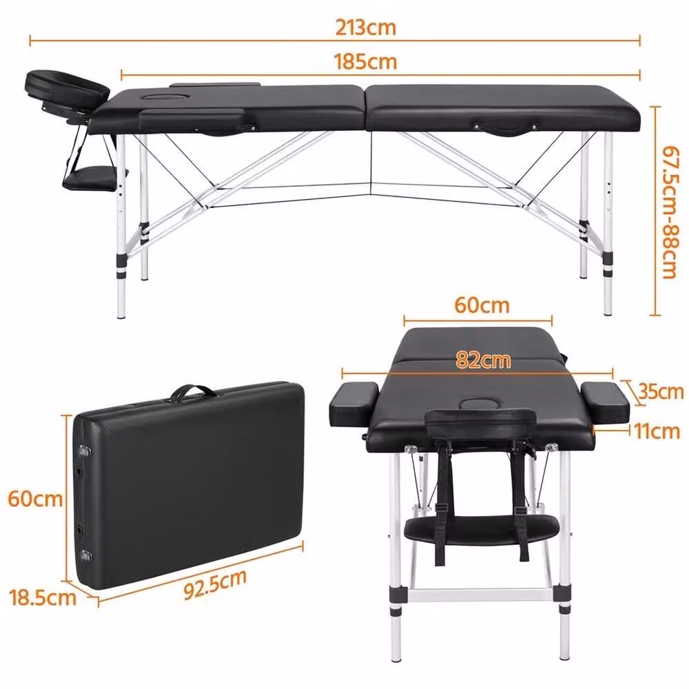 FLAVORA Black Portable Foldable Massage Table for Spa and Tattoo Professionals – 2