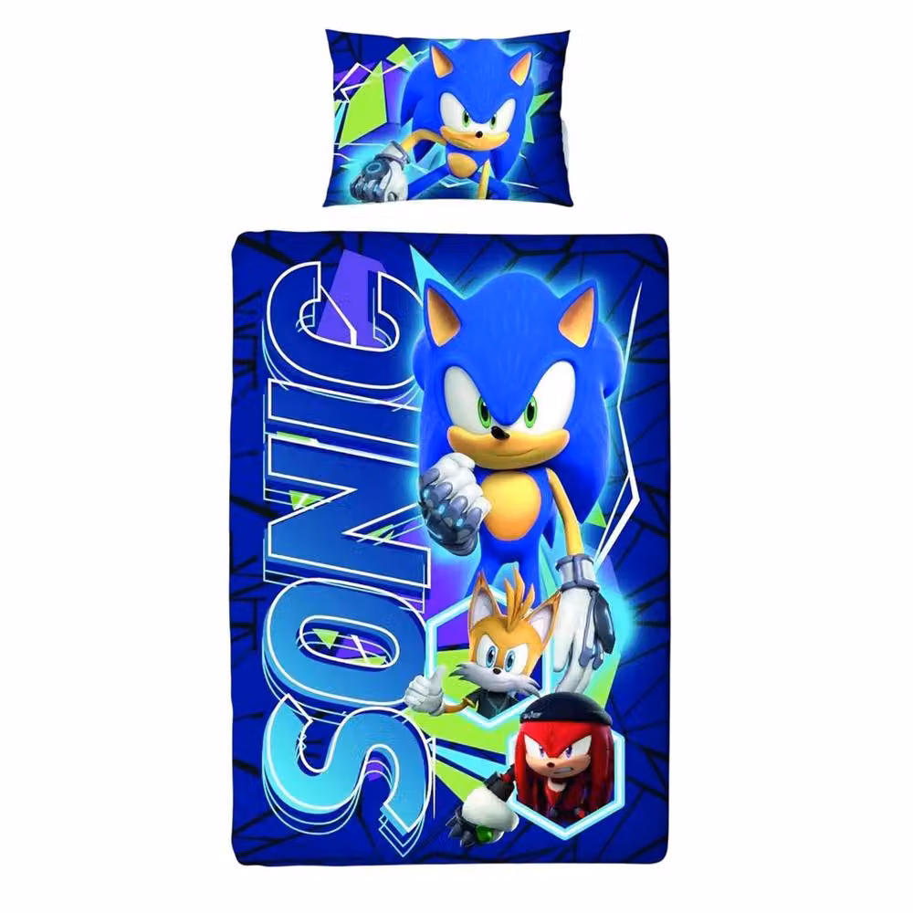 Sonic the Hedgehog Reversible Digital Gaming Duvet Set and Pillowcase in Blue, W: 90 cm, L: 190 cm – 2