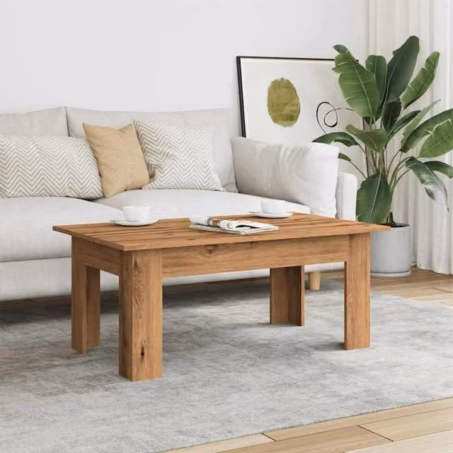 Berkfield Home Artisan Oak Coffee Table in Brown, W/D/H: 100 x 60 x 42 cm