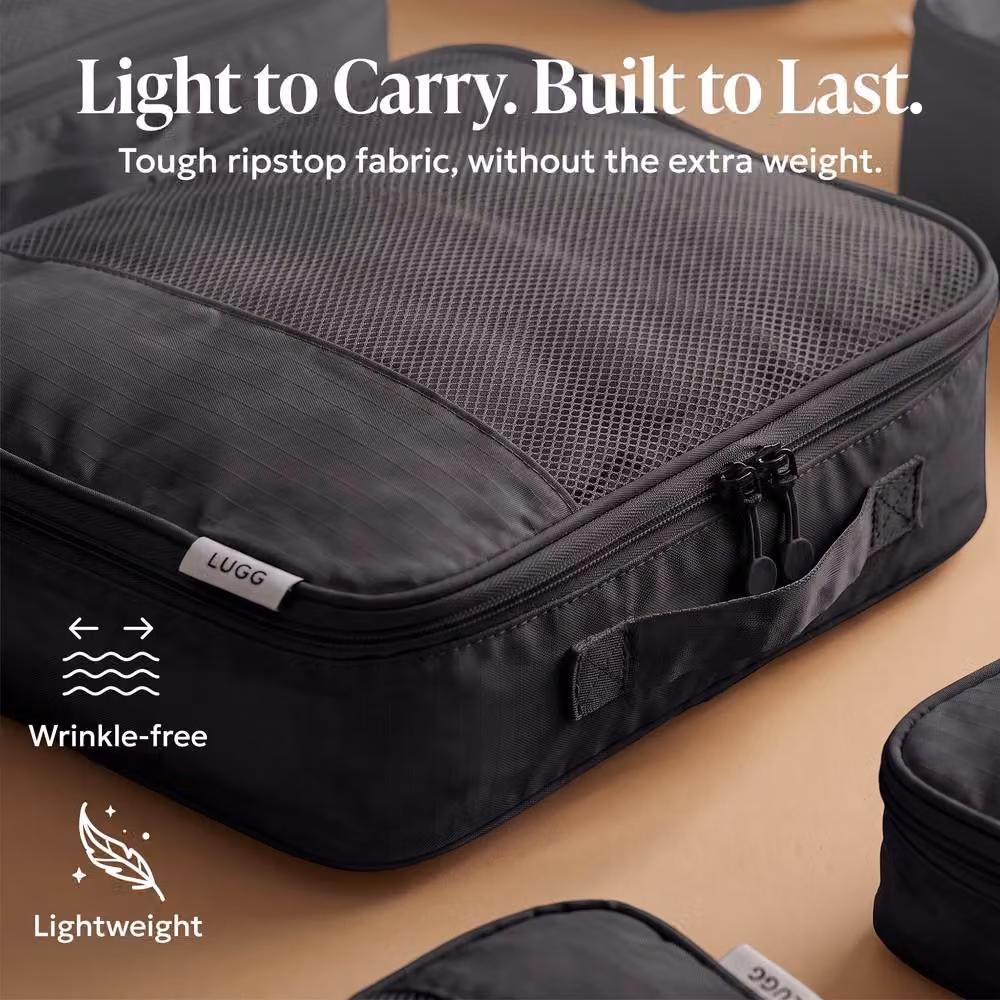 Lugg 8 Set Compression Packing Cubes Suitcase Organiser Set in Black – 4
