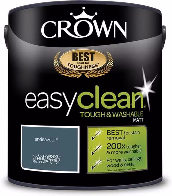 Crown Easyclean Matt Emulsion Wall Paint, Water Based, 2.5L – 1