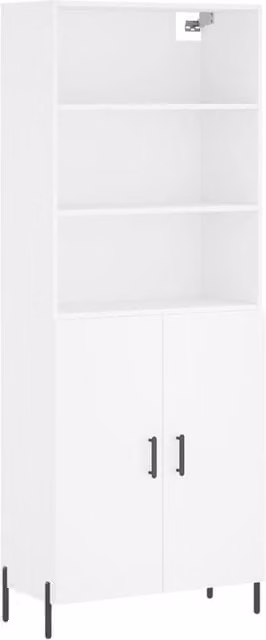 Berkfield Home Modern White Highboard with Hinged Doors and Internal Shelves, W/D/H: 69.5 x 34 x 180 cm