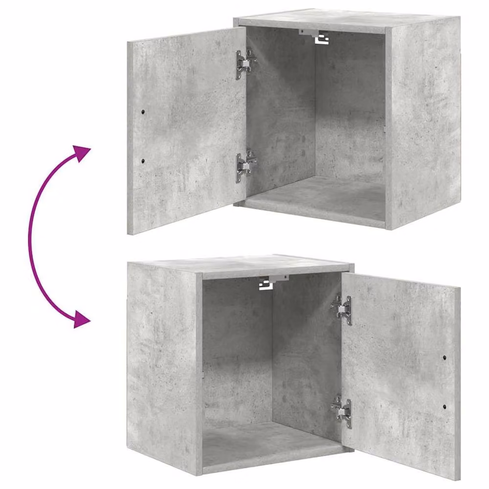 Berkfield Home Durable Garage Wall Cabinets, 2 Piece Set in Concrete Grey Engineered Wood, W/D/H: 41.0 x 30.0 x 40.0 cm – 3