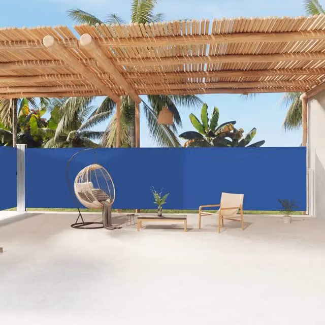 Berkfield Home Blue Retractable Roller Side Awning, W/H: 1200 x 180 cm