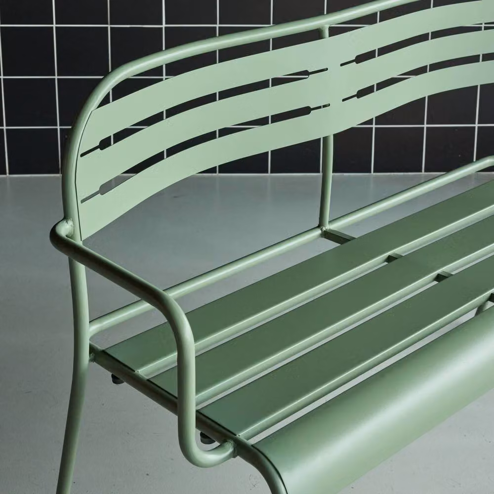 sweeek 2-Seater Outdoor Steel Garden Bench in Matt Green, W/D/H: 118 x 52 x 80 cm – 3