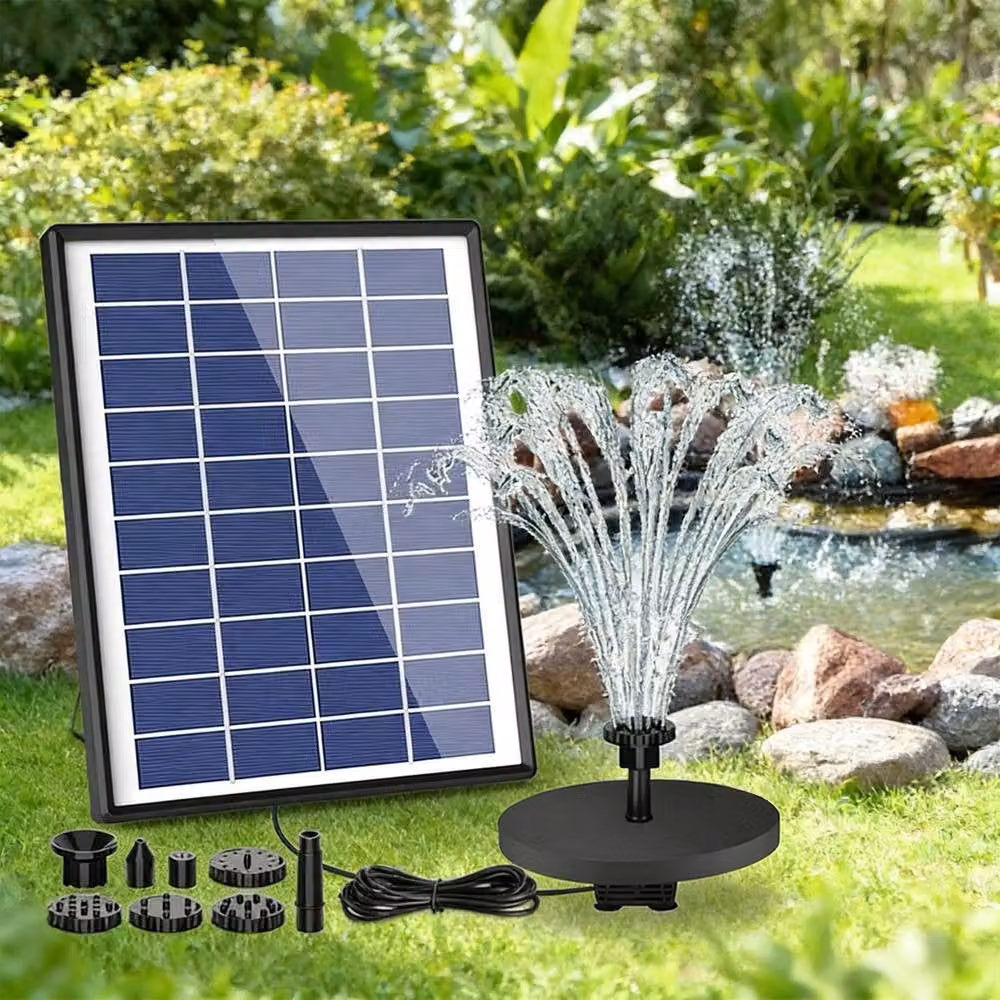 NESTLUNE 6.5W Solar Powered Fountain Pump with 1500mAh Battery in Black – 4