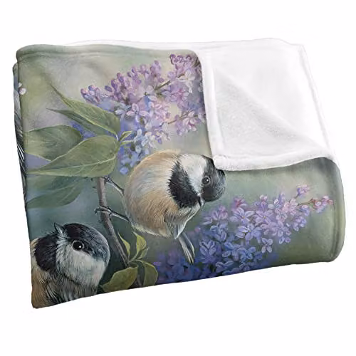 Wild Wings Chickadees Silky Touch Super Soft Fleece Throw Blanket in White and Multicolour, W/D: 152 x 127 cm – 2