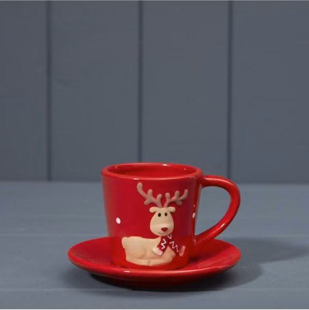 KDMD Red Ceramic Tea Cup with Saucer – 1