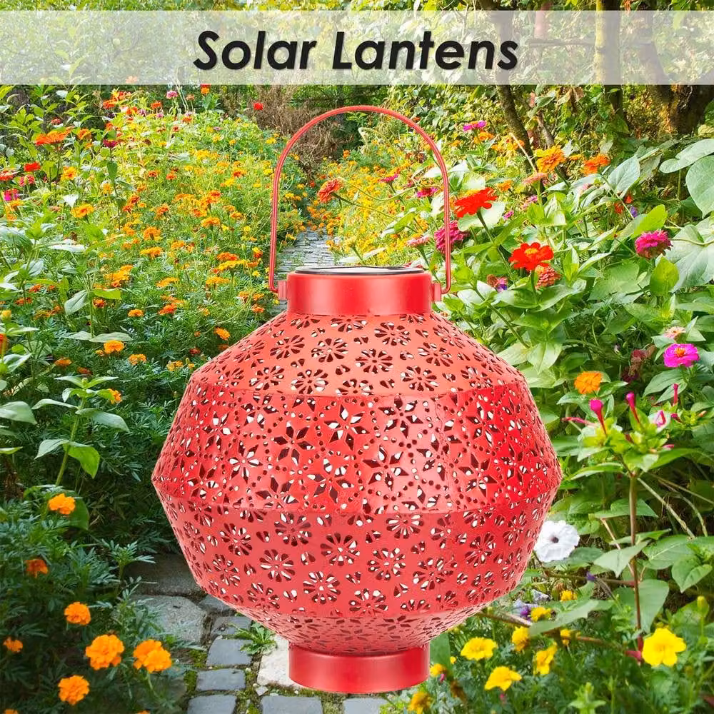 VFM e-Store Pink Solar LED Garden Lantern with Dusk Sensor, W/D/H: 22.5 x 22.5 x 22 cm