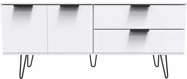 Ready Assembled 2 U Fuji Wide Sideboard with 2 Doors and 2 Drawers in Matt White