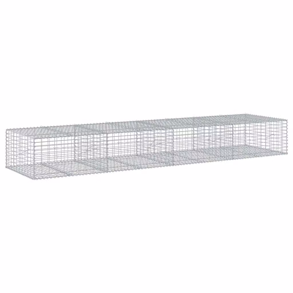 Berkfield Home Silver Galvanised Steel Gabion Basket with Cover, W: 400 cm, D: 100 cm, H: 50 cm – 2