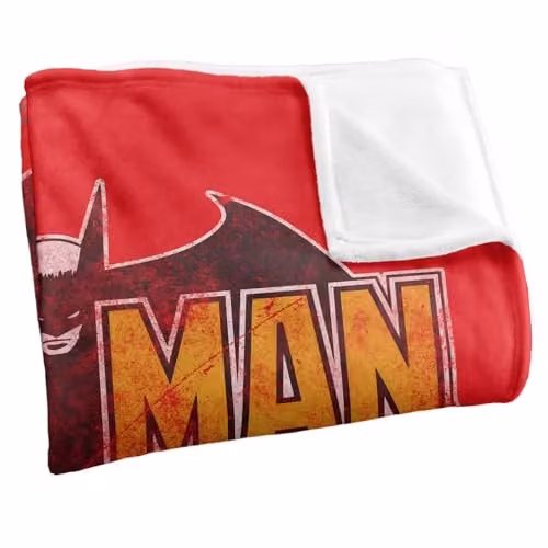 Warner Bros. Batman 2022 Vintage Bat Logo Red Silky Touch Super Soft Fleece Throw Blanket W/D/H: 127.0 x 152.4 x 152.4 cm – 2