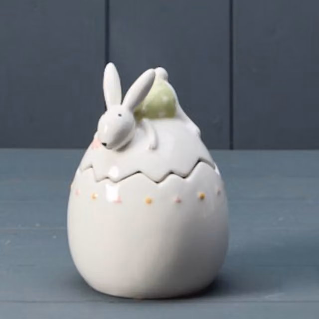 Little Cosy Home Ceramic Easter Spring Bunny Storage Jar in Beige and White