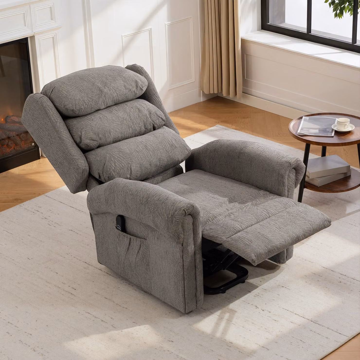 HOMCOM Velvet-Feel Electric Power Lift Recliner Chair for Seniors in Dark Grey – 6