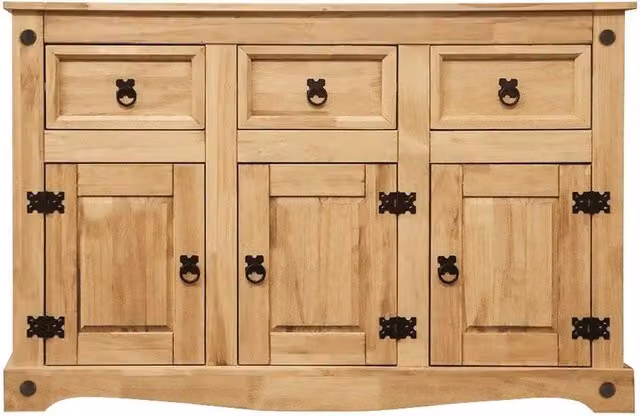 SPETLEK Rustic Natural Pine 3 Door and 3 Drawer Furniture Storage Unit